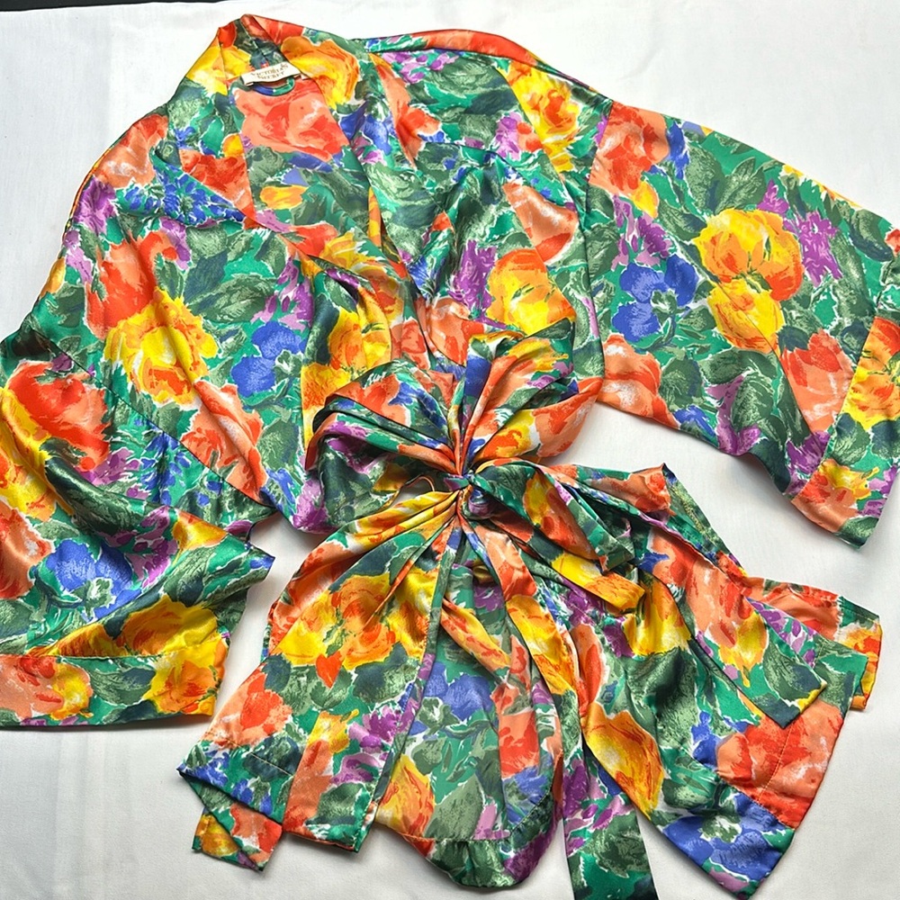 Gold Label Victorias Secret Colorful Rose Robe - Picture 1 of 4